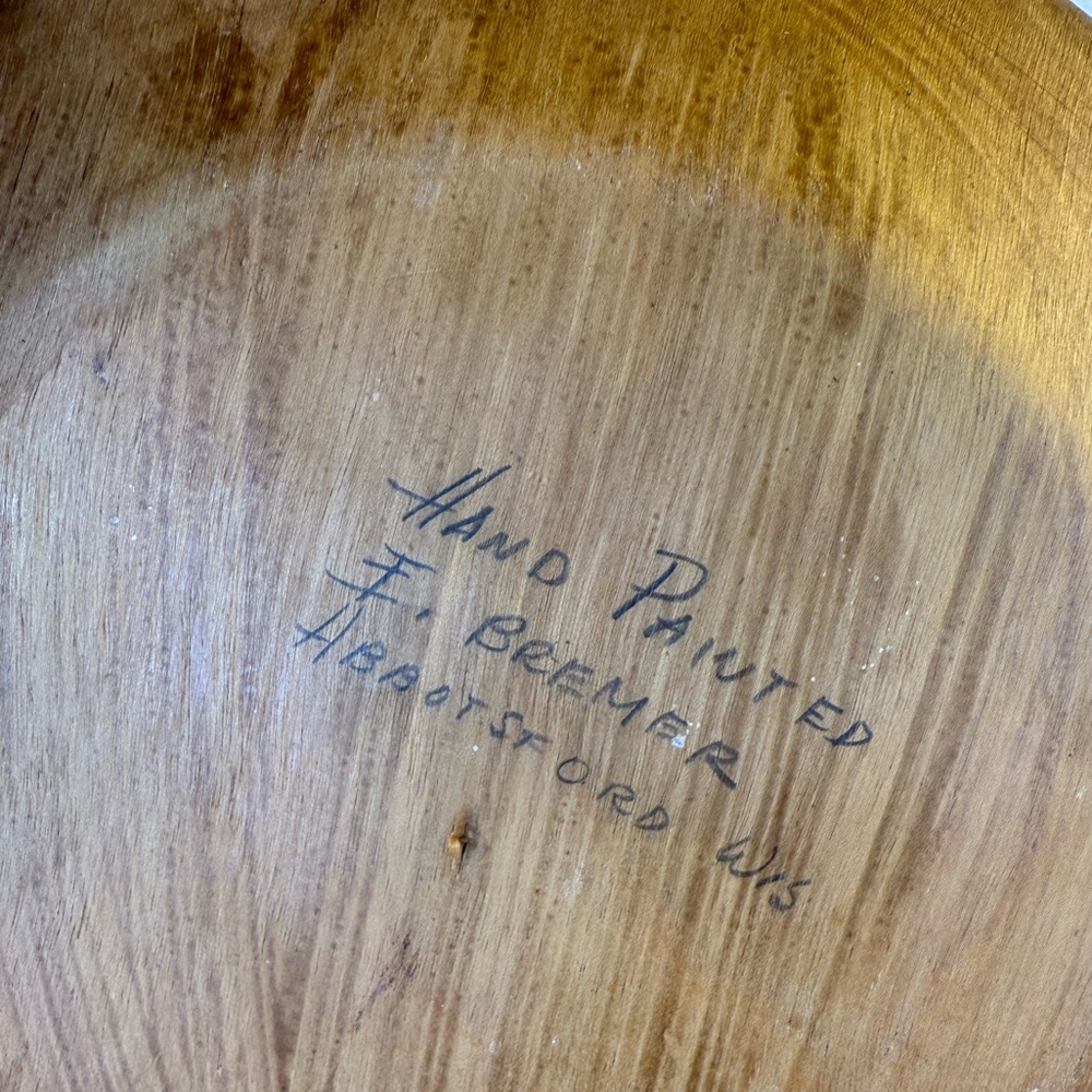 Vtg Hand painted wooden plate signed E. Bremer Bless Little Children Everywhere - Picture 2 of 4